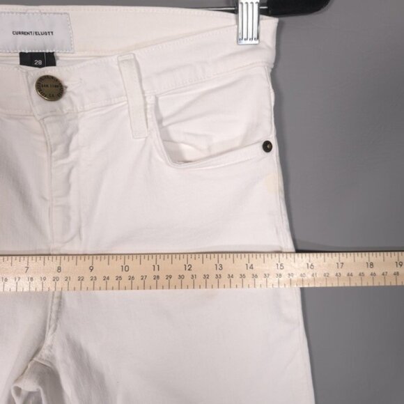 CURRENT ELLIOTT Women’s THE STILETTO SUGAR RELEASED HEM Jeans White USA MADE 28 - Picture 5 of 14